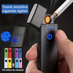 Touch Sensing USB Charging Lighter; Mini Electric Cigarette Lighter Arc Rechargeable USB Windproof Device; Gifts For Dad; Husband; Father's Day (Color: Red)