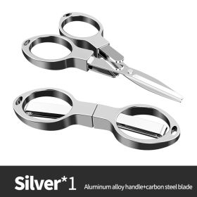 Foldable Fishing Scissors Carbon Steel Knife Edge Shears Fishing Line Cutting Tools Fishing Scissors Fishing Tackle Supplies (Color: Silver G679A)