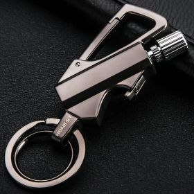 Creative Metal Keychain Lighter Wild Fire Ten Thousand Times Use Kerosene Lighters Gifts For Men (Color: Black nickel)