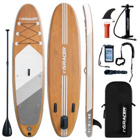 Inflatable Stand Up Paddle Board 11'/10'6" Premium SUP W Accessories (Color: Wood)