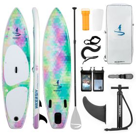 inflatable paddle board 10'6 including sup paddle, paddleboard backpack, pump, leash (Color: colorful)