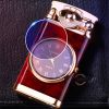 Lighter With Electric Watch Rocker Arm Automatic Ignition Straight Blue Flame Lighter Creative Real Dial Inflatable Windproof Lighter Men's Watch Gift